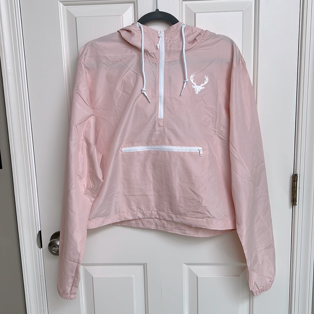 NWT Bucked Up 3/4 zip wind breaker cropped hoodie